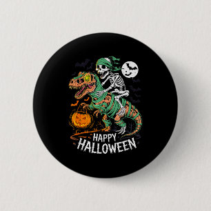 Halloween Skeleton Riding Mummy T Rex Dinosaur Sca 6 Cm Round Badge