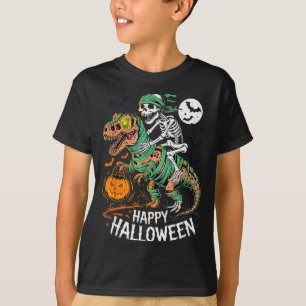 Halloween Skeleton Riding Mummy T Rex Dinosaur Sca T-Shirt