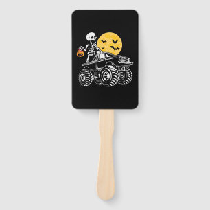 Halloween Skeleton Riding Truck Birthday Hand Fan