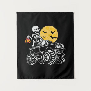 Halloween Skeleton Riding Truck Birthday Tapestry