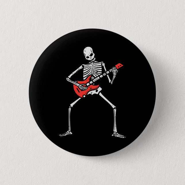 Halloween Skeleton Rock Guitar Costume Rocker Men  6 Cm Round Badge (Front)