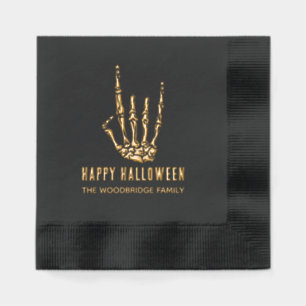 Halloween Skeleton Rock Hand Heavy Metal Foil Napkins