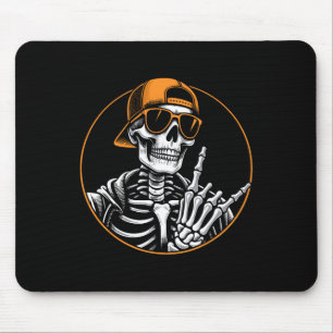 Halloween Skeleton Rock Hand Mouse Pad