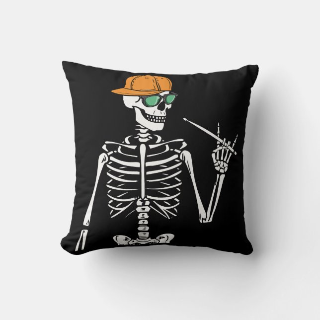 Halloween Skeleton Rock Hand Playing Drums Cushion (Front)