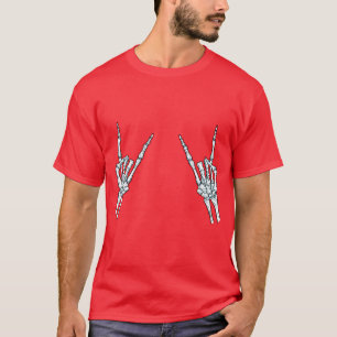 Halloween Skeleton Rock Music Hands Rocker Gift vi T-Shirt