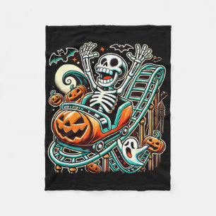 Halloween Skeleton Roller Coaster  Fleece Blanket
