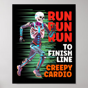 Halloween Skeleton Runner Creepy Cardio Jogger Spo Poster