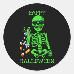 Halloween Skeleton Salting Candy Fun 1 Classic Round Sticker