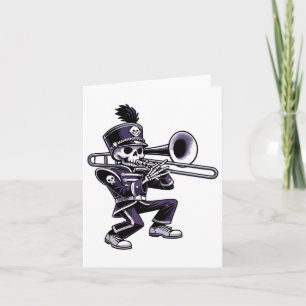 Halloween Skeleton School Marching Band Trombone P Card
