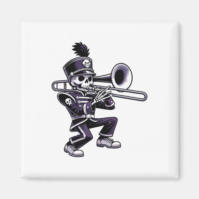 Halloween Skeleton School Marching Band Trombone P Magnet (Front)