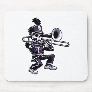Halloween Skeleton School Marching Band Trombone P Mouse Pad
