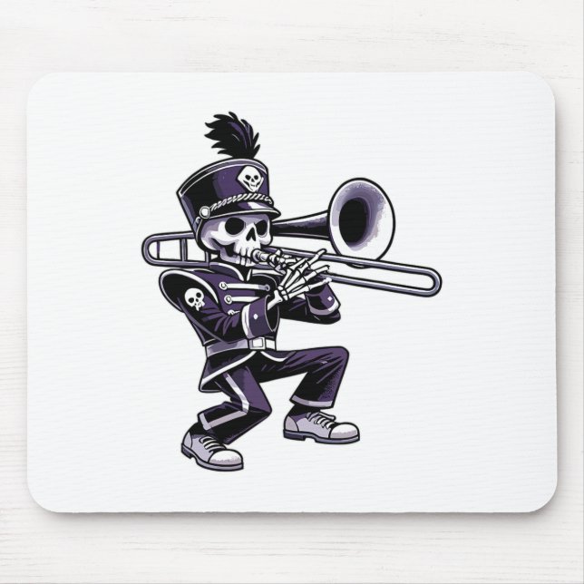 Halloween Skeleton School Marching Band Trombone P Mouse Pad (Front)
