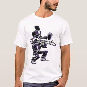 Halloween Skeleton School Marching Band Trombone P T-Shirt