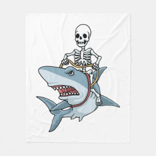 Halloween Skeleton Shark Funny Halloween Gift Fleece Blanket