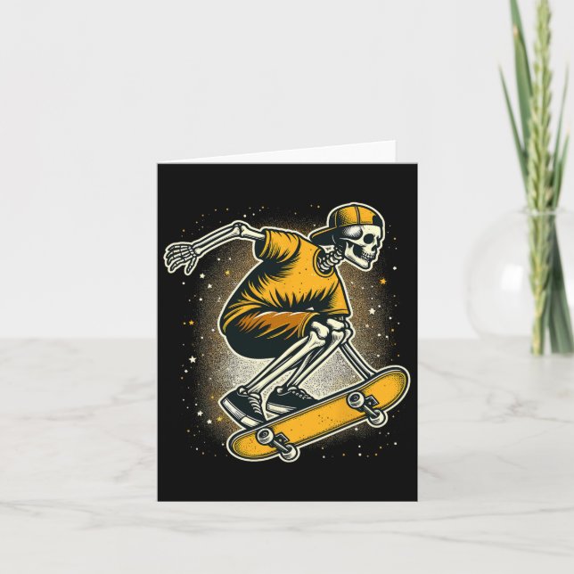 Halloween Skeleton Skater Skateboard  Card (Front)