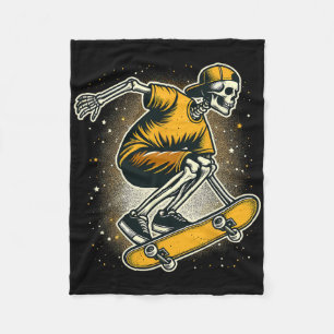 Halloween Skeleton Skater Skateboard Fleece Blanket