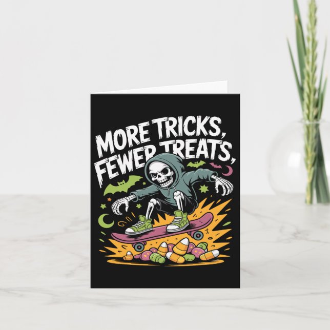 Halloween Skeleton Skater Tricks Skull Skateboard  Card (Front)
