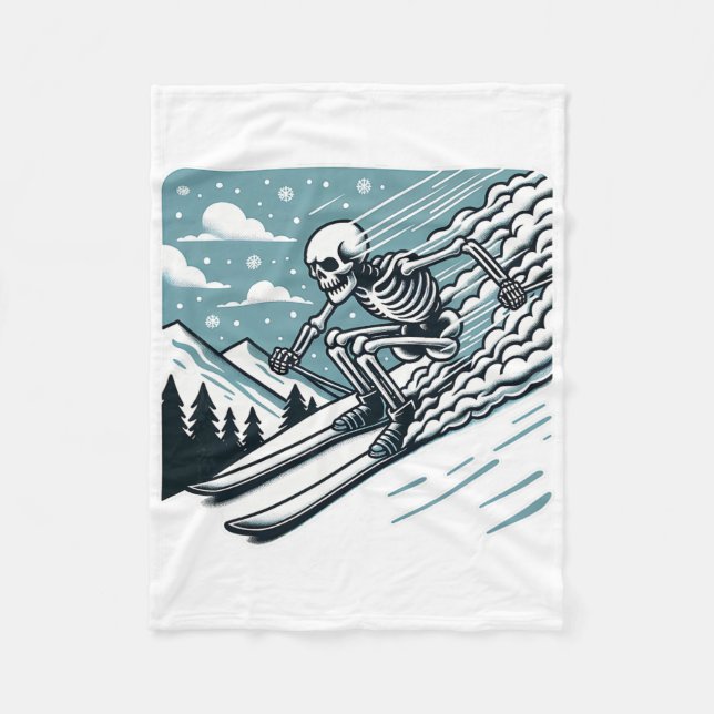 Halloween Skeleton Skiing  Fleece Blanket (Front)
