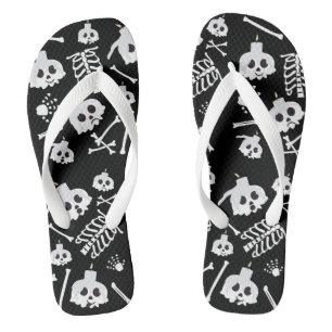 Halloween Skeleton Skull Bones Pattern Jandals