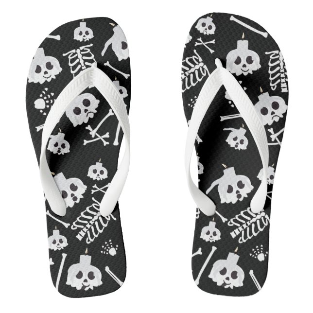 Halloween Skeleton Skull Bones Pattern Jandals (Footbed)
