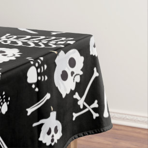 Halloween Skeleton Skull Bones Pattern Tablecloth