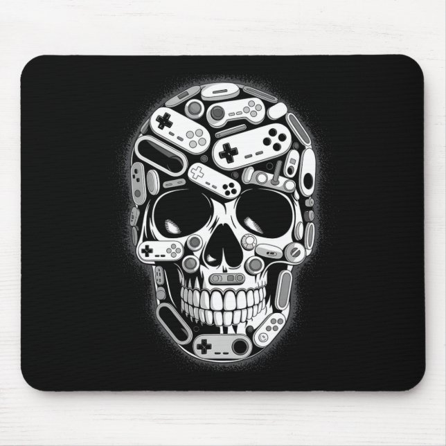 Halloween Skeleton Skull Gamer Boys Men Controller Mouse Pad (Front)
