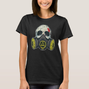 Halloween Skeleton Skull Gas Face Mask T-Shirt