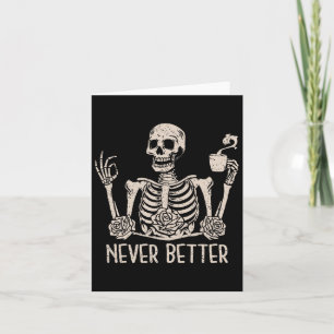 Halloween Skeleton Skull Women Drinking Coffee Nev Card