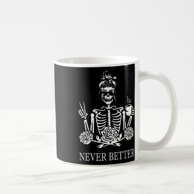 Halloween Skeleton Skull Women Drinking Coffee Nev Mug (Right)