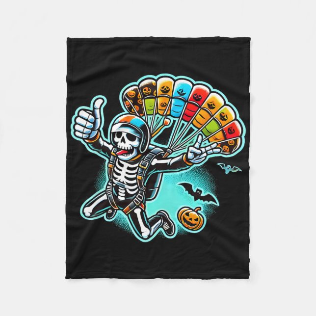 Halloween Skeleton Skydiving  Fleece Blanket (Front)