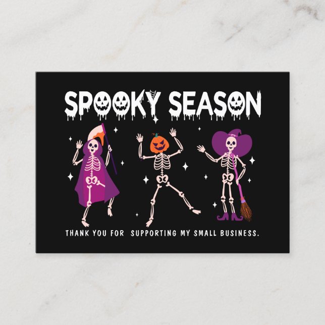 Halloween Skeleton Small business thank you  Card (Front)