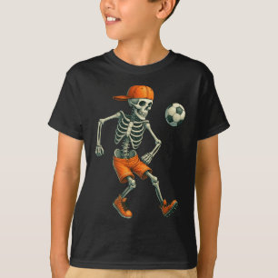 Halloween Skeleton Soccer Byll Spooky Season Sport T-Shirt