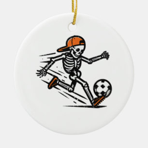 Halloween Skeleton Soccer Football Costume Men Boy Ceramic Tree Decoration