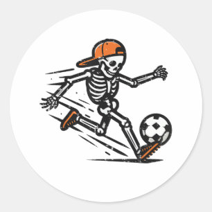 Halloween Skeleton Soccer Football Costume Men Classic Round Sticker