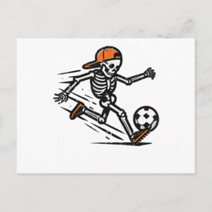 Halloween Skeleton Soccer Football Costume Men Holiday Postcard