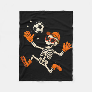 Halloween Skeleton Soccer Player Sports Fan Graphi Fleece Blanket