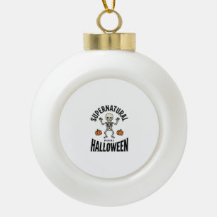 Halloween Skeleton Supernatural Funny Vintage_1 Ceramic Ball Christmas Ornament