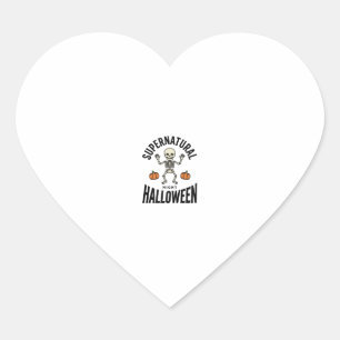Halloween Skeleton Supernatural Funny Vintage_1 Heart Sticker