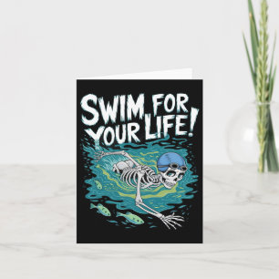 Halloween Skeleton Swimming Swim For Your Life Swi Card