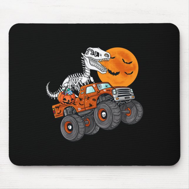Halloween Skeleton T Rex Monster Truck Boys Kids T Mouse Pad (Front)