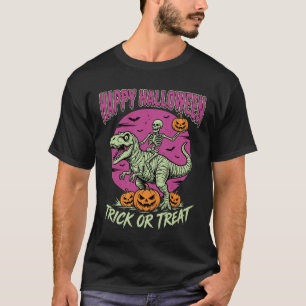 Halloween Skeleton T-Rex Trick or Treat T-Shirt