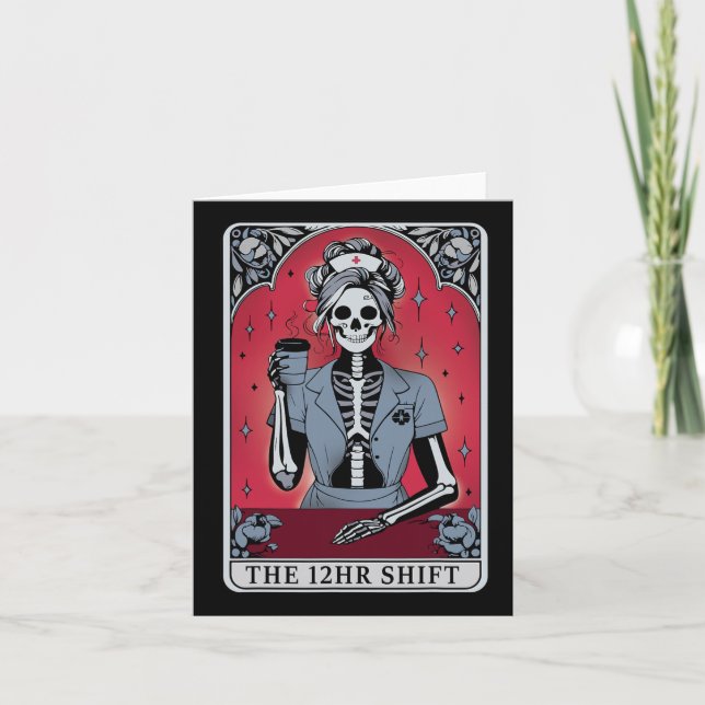 Halloween Skeleton Tarot Card The 12 Hours Shift N (Front)