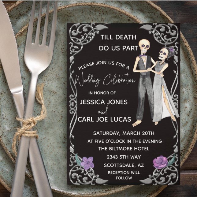 Halloween Skeleton Till Death Do Us Part Wedding Invitation (Creator Uploaded)