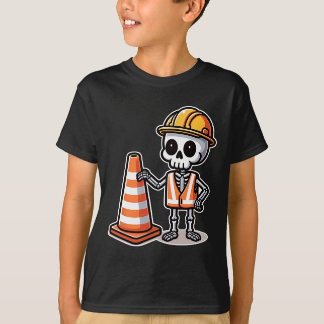Halloween Skeleton Traffic Cone  T-Shirt (Front)