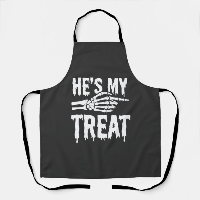 Halloween Skeleton Treat Dripping Typography Desig Apron (Front)