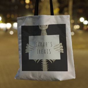 Halloween Skeleton Trick or Treat Personalised Tote Bag