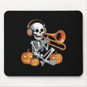 Halloween Skeleton Trombone Trombonist  Mouse Pad