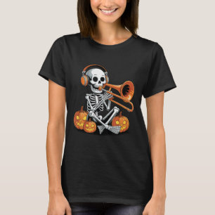 Halloween Skeleton Trombone Trombonist  T-Shirt