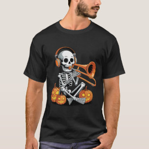 Halloween Skeleton Trombone Trombonist  T-Shirt