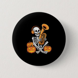 Halloween Skeleton Tuba Tubist 6 Cm Round Badge